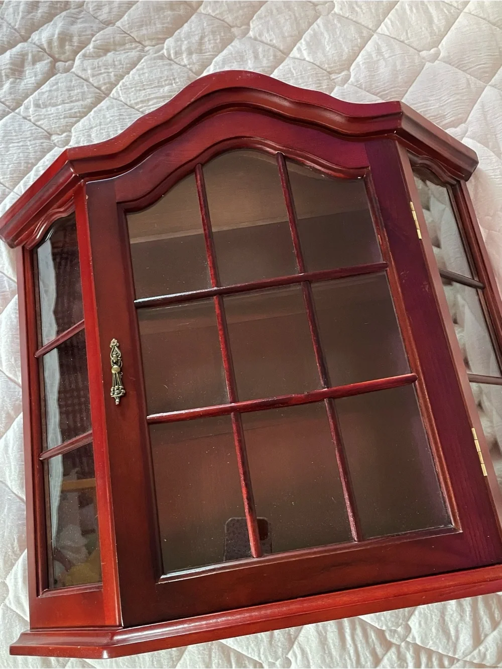 vintage antique wood curio cabinet display case